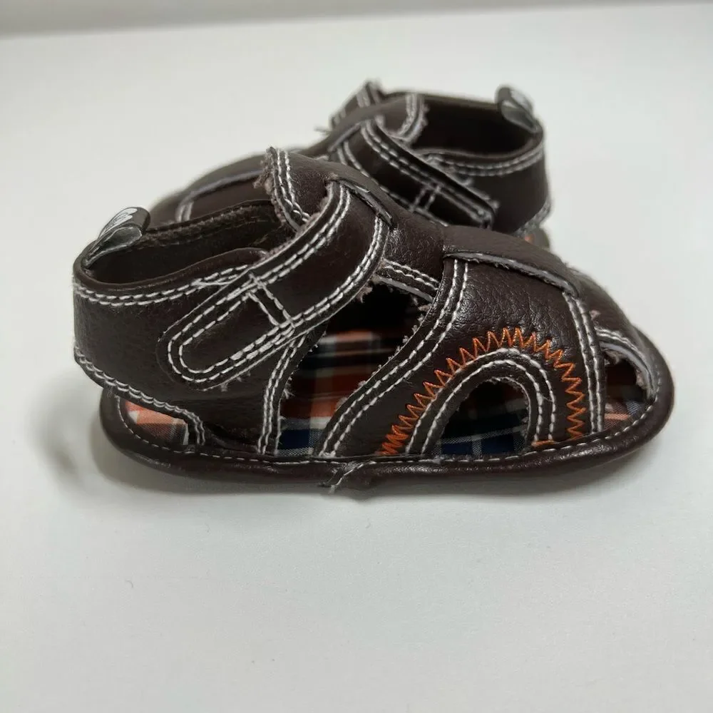 Stepping Stones Baby Kids Boys Brown Infant Sandals Shoes Size 9-12 m